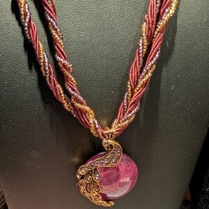 Beautiful Purple and Gold Pendant Necklace
